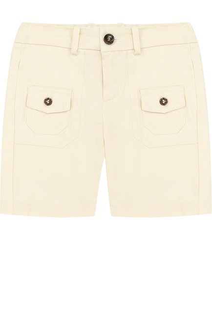 Детские хлопковые шорты с накладными карманами и контрастными пуговицами GUCCI белого цвета, арт. 452623/XBA48 | Фото 1 (Статус проверки: Проверена категория; Случай: Повседневный)