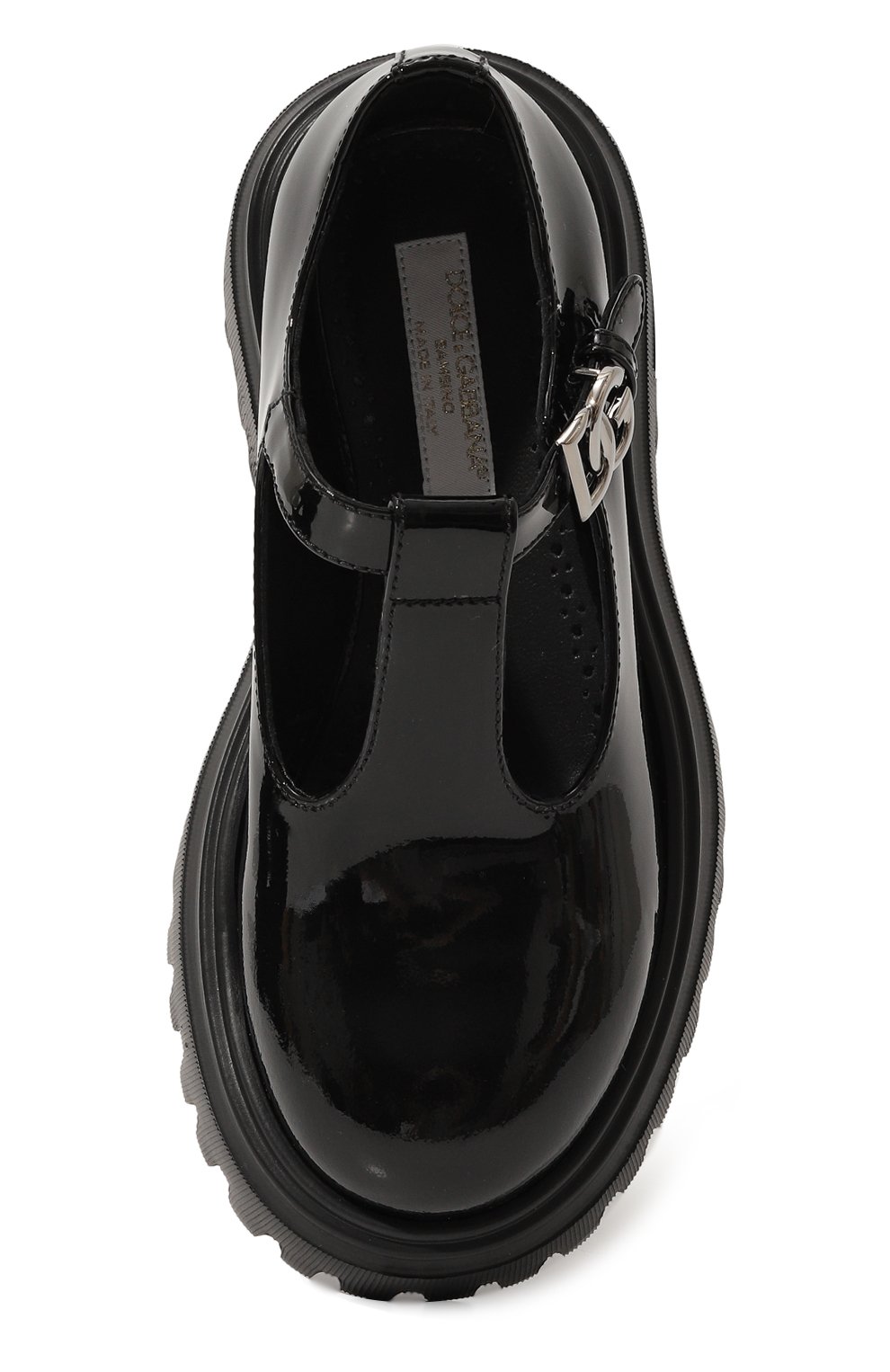 Детские кожаные туфли DOLCE & GABBANA черного цвета, арт. D11169/A1344/24-28 | Фото 4 (Материал внутренний: Натуральная кожа; Материал сплава: Проставлено; Нос: Не проставлено)