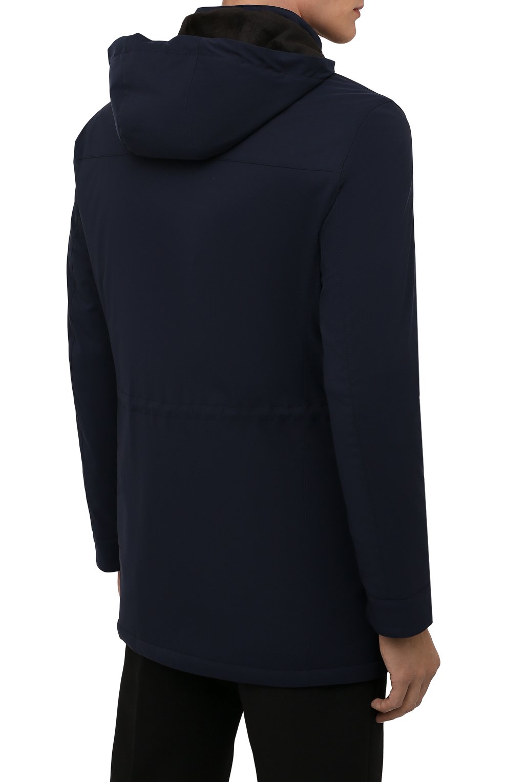 Мужская куртка с меховой отделкой ANDREA CAMPAGNA темно-синего цвета, арт. A3T743/4812 | Фото 4 (Кросс-КТ: Куртка; Мужское Кросс-КТ: шерсть и кашемир; Материал внешний: Шерсть; Рукава: Длинные; Длина (верхняя одежда): До середины бедра; Региональные ограничения белый список (Axapta Mercury): RU; Материал сплава: Проставлено; Стили: Классический; Материал подклада: Синтетический материал; Драгоценные камни: Проставлено)