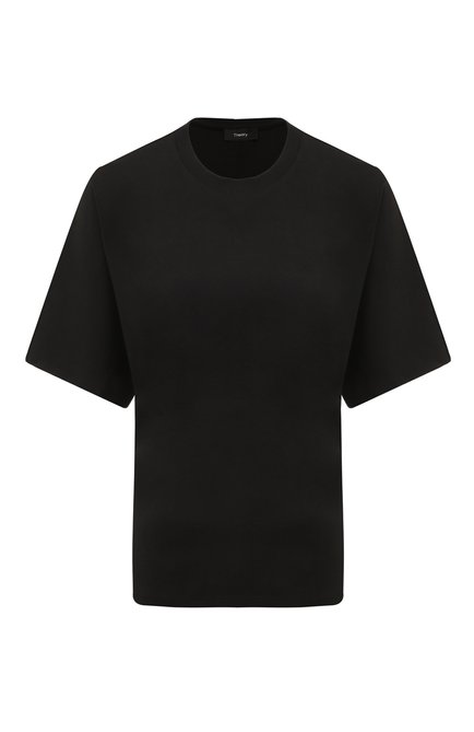 Женская хлопковая футболка THEORY черного цвета, арт. N0524530 | Фото 1 (Драгоценные камни: Проставлено; Материал внешний: Хлопок; Материал сплава: Проставлено; Рукава: Короткие; Длина (для топов): Стандартные)