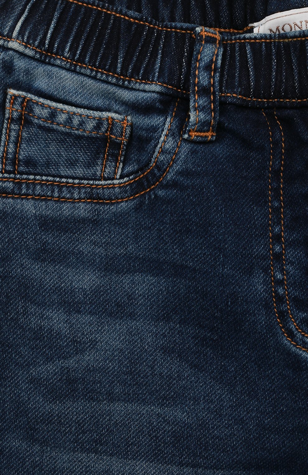 Детские джинсы MONNALISA синего цвета, арт. 170404 | Фото 3 (Детали: На резинке; Материал внешний: Хлопок)