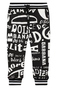 Детские хлопковые джоггеры DOLCE & GABBANA черно-белого цвета, арт. L4JPR7/HS7D7/2-6 | Фото 1 (Региональные ограничения белый список (Axapta Mercury): RU; Материал внешний: Хлопок; Мальчики Кросс-КТ: Джоггеры-одежда, Брюки-одежда; Ростовка одежда: 2 года | 92 см, 3 года | 98 см, 4 года | 104 см, 5 лет | 110 см, 6 лет | 116 см)
