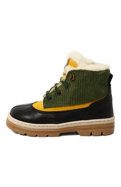 Детские кожаные ботинки WALKEY зеленого цвета, арт. Y1B5-42642-1683B013/25-29 | Фото 2 (Материал утеплителя: Натуральный мех; Материал сплава: Проставлено; Нос: Не проставлено)