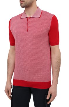 Мужское хлопковое поло KITON красного цвета, арт. UK1251 | Фото 3 (Застежка: Пуговицы; Рукава: Короткие; Длина (для топов): Стандартные; Региональные ограничения белый список (Axapta Mercury): RU; Кросс-КТ: Трикотаж; Материал внешний: Хлопок; Стили: Кэжуэл)