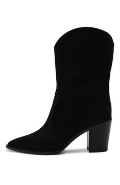 Женские замшевые казаки GIANVITO ROSSI черного цвета, арт. G73546.70CU0.CASNER0 | Фото 4 (Женское Кросс-КТ: Казаки-ботинки; Каблук высота: Высокий; Материал внутренний: Натуральная кожа; Каблук тип: Устойчивый; Материал утеплителя: Без утеплителя; Подошва: Плоская; Материал внешний: Замша)