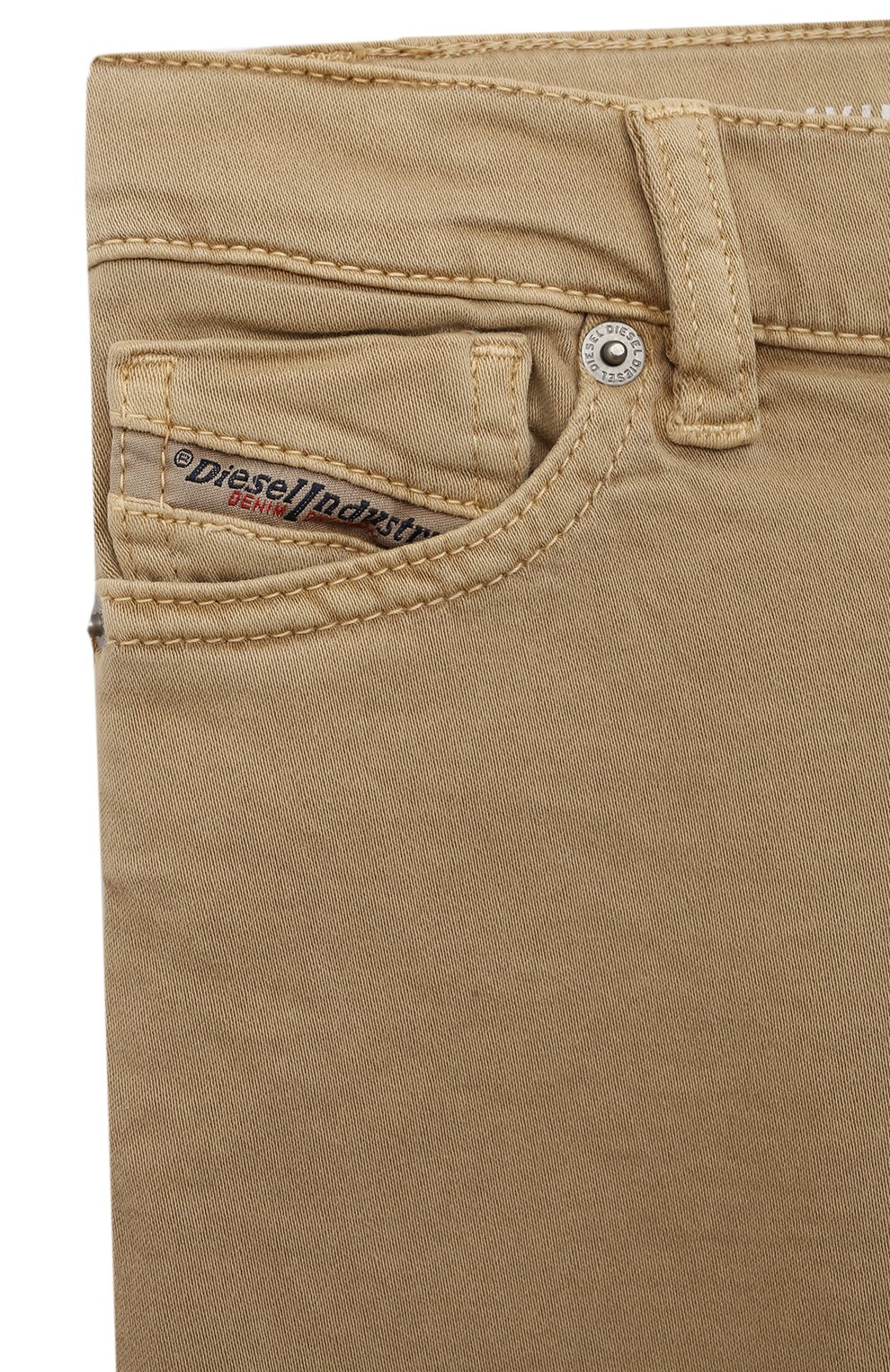 Детские джинсы DIESEL бежевого цвета, арт. J00990/KXBI9 | Фото 3 (Детали: Однотонный; Материал сплава: Проставлено; Нос: Не проставлено; Материал внешний: Хлопок)