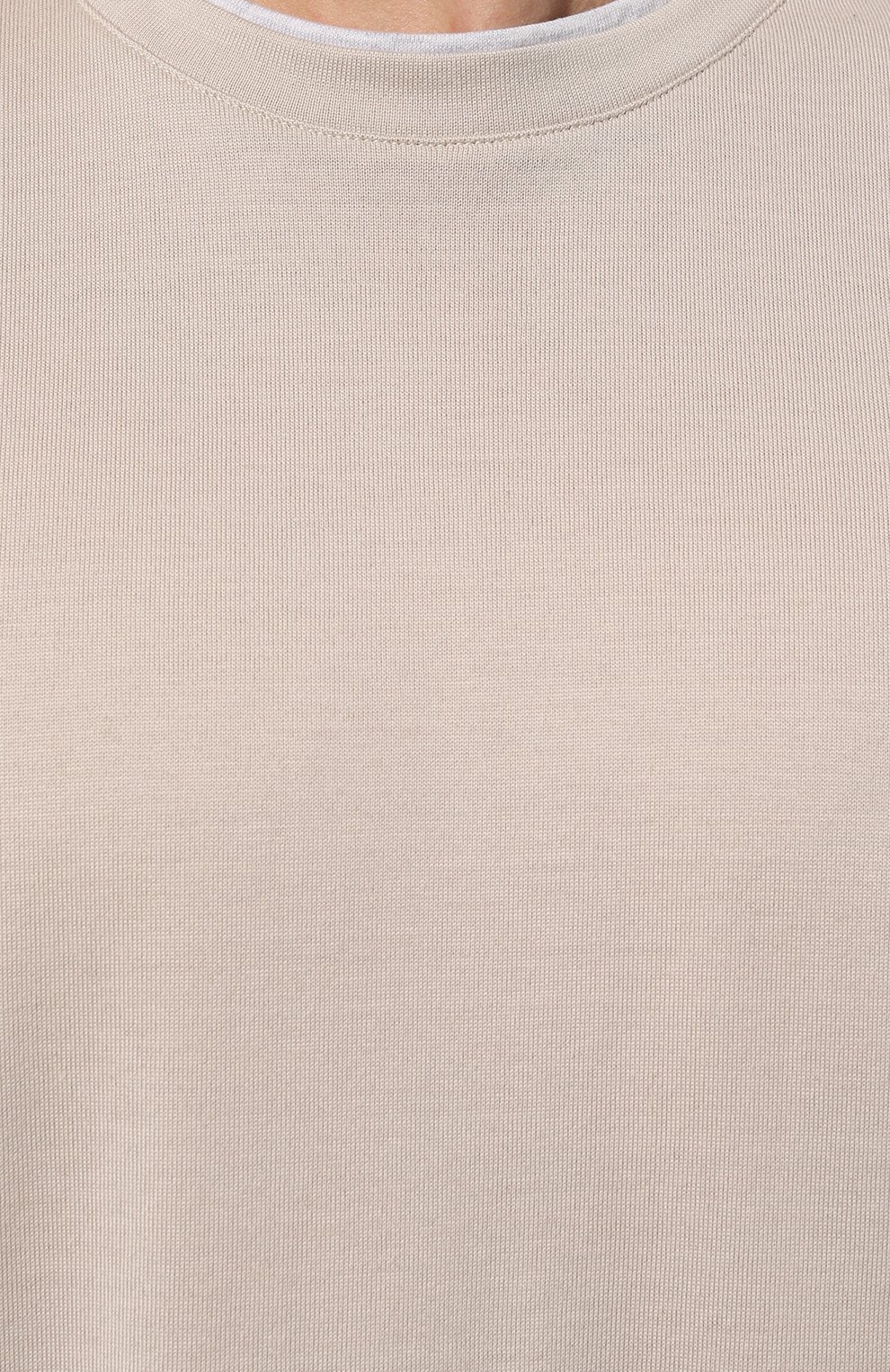 Мужская хлопковая футболка ELEVENTY бежевого цвета, арт. H75TSHH04 TES0H077 | Фото 5 (Принт: Без принта; Рук ава: Короткие; Длина (для топов): Стандартные; Материал сплава: Проставлено; Материал внешний: Хлопок; Драгоценные камни: Проставлено; Стили: Кэжуэл)