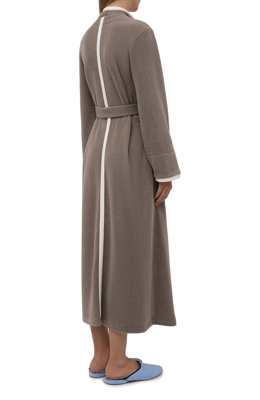Женский халат LOUIS FERAUD бежевого цвета, арт. 3883157 | Фото 4 (Материал внешний: Синтетический материал)
