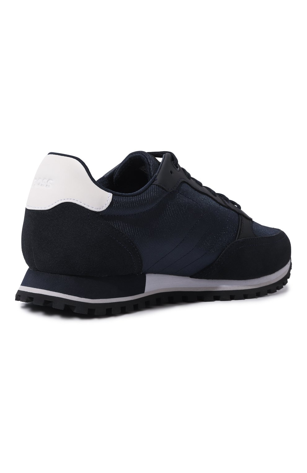 Мужские комбинированные кроссовки BOSS темно-синего цвета, арт. 50470152 | Фото 5 (Стили: Классический; Материал утеплителя: Без утеплителя; Материал внутренний: Текстиль; Подошва: Массивная)