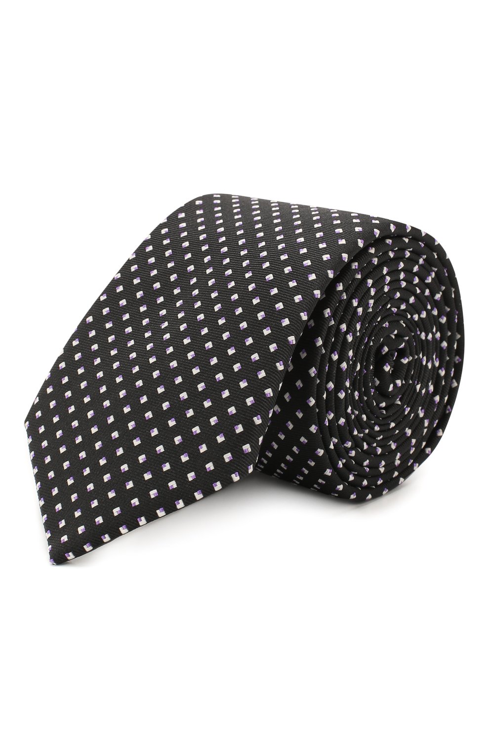 Мужской шелковый галстук BOSS черного цвета, арт. 50419715 | Фото 1 (Принт: С принтом; Материал: Текстиль, Шелк)