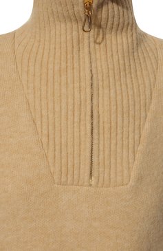 Женский свитер NANUSHKA бежевого цвета, арт. NW21PFSW00773 | Фото 5 (Женское Кросс-КТ: Свитер-одежда; Материал внешний: Шерсть, Синтетический материал; Рукава: Длинные; Длина (для топов): Удлиненные; Стили: Кэжуэл)
