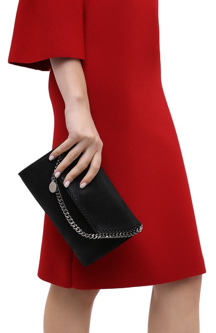 Женская сумка falabella mini STELLA MCCARTNEY черного цвета, арт. 581238/W9132 | Фото 2 (Размер: mini; Ремень/цепочка: На ремешке; Сумки-тех нические: Сумки через плечо; Материал: Текстиль)