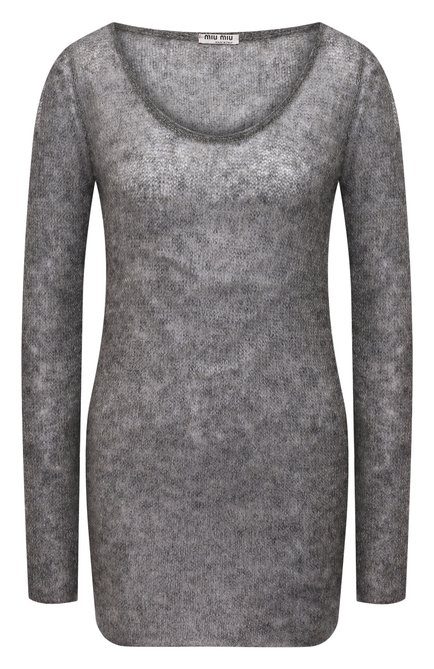 Женский шерстяной свитер MIU MIU серого цвета по цене 94000 руб., арт. MML511-1ZUF-F0480 | Фото 1