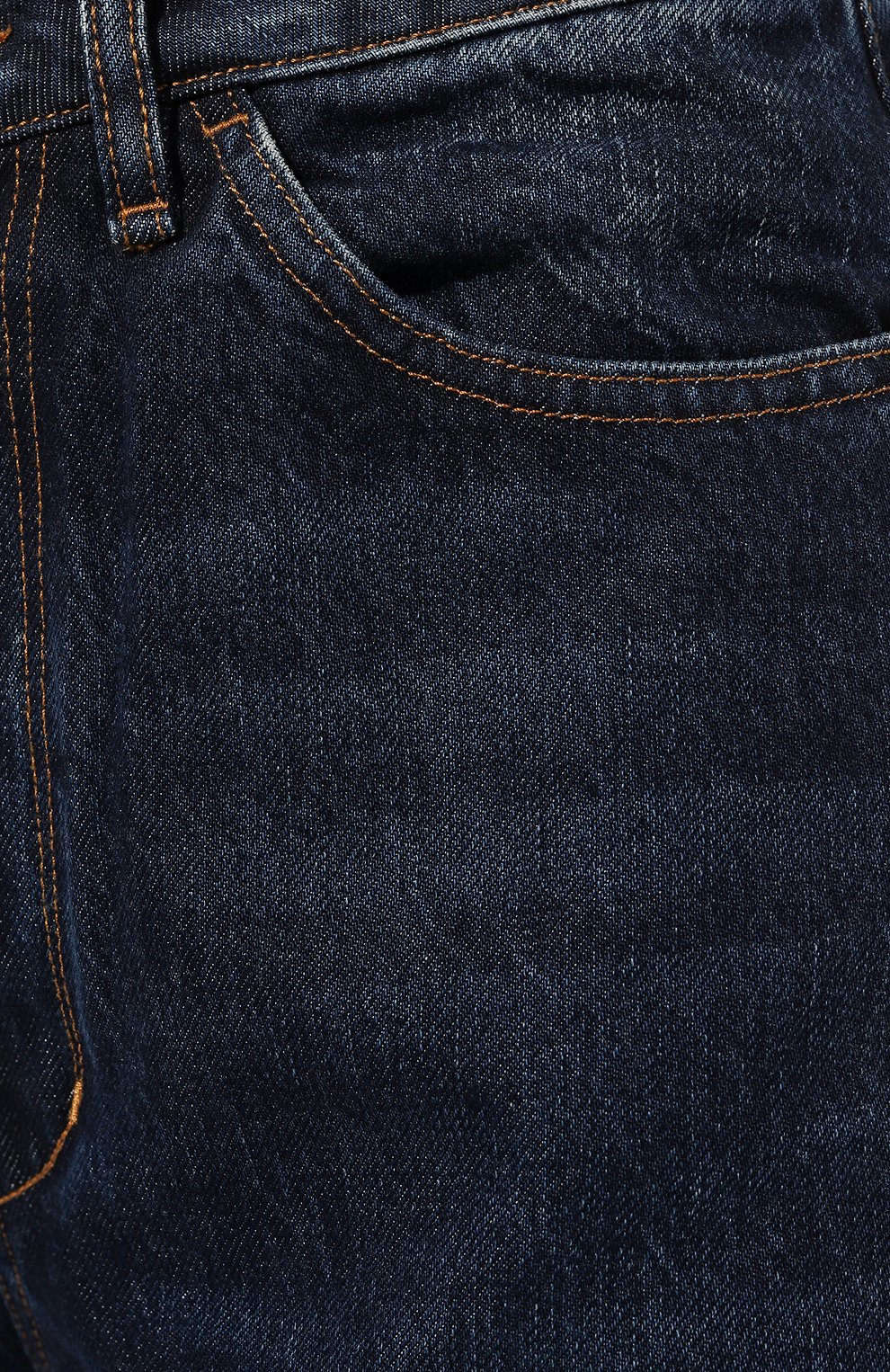Женские джинсы 3X1 темно-синего цвета, арт. 31-W43054-DR1135/HUDS0N | Фото 5 (Длина (брюки, джинсы): Удлиненные; Силуэт Ж (брюки и джинсы): Широкие; Кросс-КТ: Деним; Материал сплава: Проставлено; Материал внешний: Хлопок, Ден им, Растительное волокно; Детали: Потертости; Драгоценные камни: Проставлено; Стили: Кэжуэл)