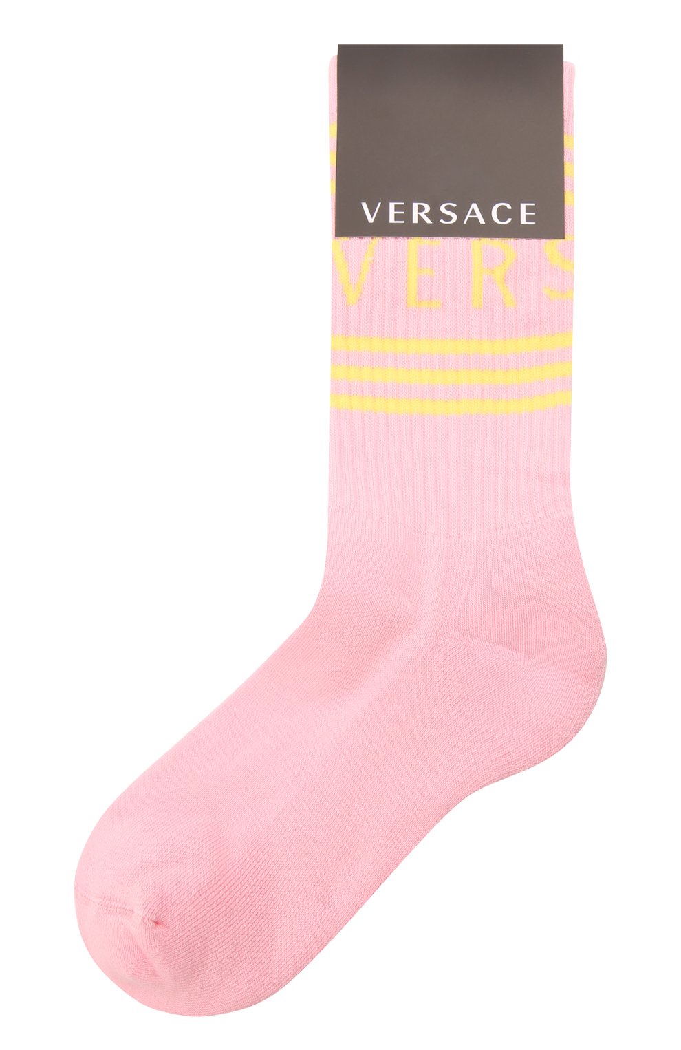 Мужские хлопковые носки VERSACE розового цвета, арт. ICZ0003/IK0203 | Фото 1 (Кросс-КТ: бельё; Материал внешний: Хлопок)