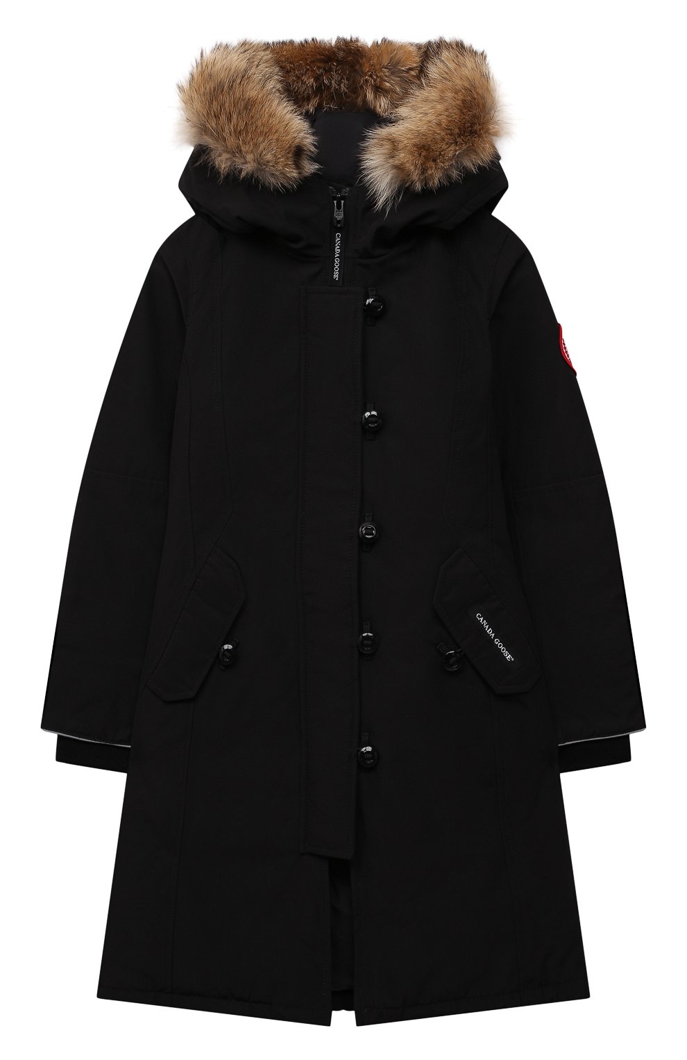 Детская пуховая парка brittania CANADA GOOSE черного цвета, арт. 4593Y | Фото 1 (Кросс-КТ: Зима; Рукава: Длинные; Материал внешний: Синтетический материал; Региональные ограничения белый список (Axapta Mercury): RU; Материал сплава: Проставлено; Материал подклада: Синтетический материал; Девочки Кросс-КТ: Парка-верхняя одежда; Драгоценные камни: Проставлено; Материал утеплителя: Пух и перо; Ростовка одежда: 6 лет | 116 см)