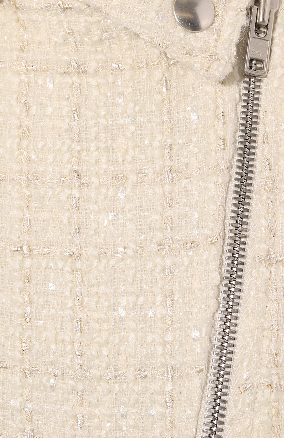 Женская куртка GOEN.J кремвого цвета, арт. GJ22AW-JK05 | Фото 5 (Кросс-КТ: Куртка; Рукава: Длинные; Стили: Гламурный; Материал внешний: Синтетический материал; Материал сплава: Проставлено; Драгоценные камни: Проставлено; Длина (верхняя одежда): Короткие; Материал подклада: Купро)