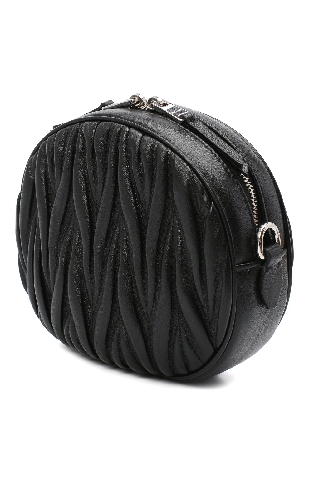 Женская сумка MIU MIU черного цвета, арт. 5BH191-2CE3-F0002-NOY | Фото 3 (Сумки-техн ические: Сумки через плечо; Материал: Натуральная кожа; Размер: mini; Ремень/цепочка: На ремешке)