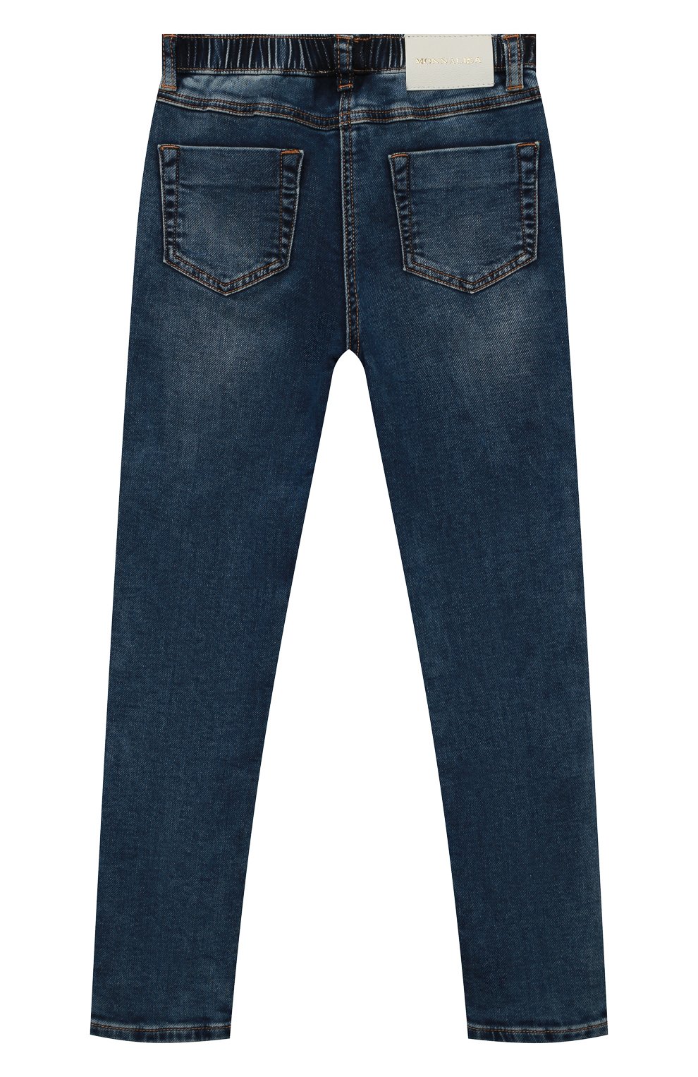 Детские джинсы MONNALISA синего цвета, арт. 170404 | Фото 2 (Детали: На резинке; Материал внешний: Хлопок)