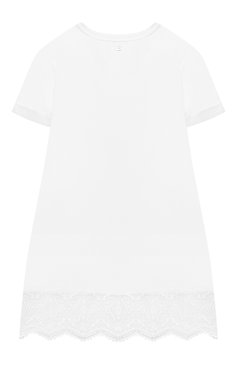 Детское хлопковое платье ERMANNO SCERVINO белого цвета, арт. ESFAB024 JE95 WSUNI1/XXS-S | Фото 2 (Рукава: Короткие; Случай: Повседневный; Региональные ограничения белый список (Axapta Mercury): RU; Материал внешний: Хлопок; Девочки Кросс-КТ: Платье-одежда; Ростовка одежда: 10 - 11 лет | 140 - 146см, 8 лет | 128 см, 6 лет | 116 см)