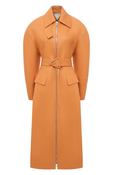 Женское кожаное пальто BOTTEGA VENETA оранжевого цвета по цене 930500 руб., арт. 651744/VKV90 | Фото 1
