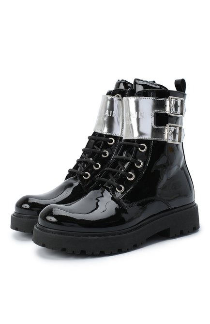 Детские кожаные ботинки BALMAIN черного цвета по цене 49950 руб., арт. 6N0536/NX430 | Фото 1