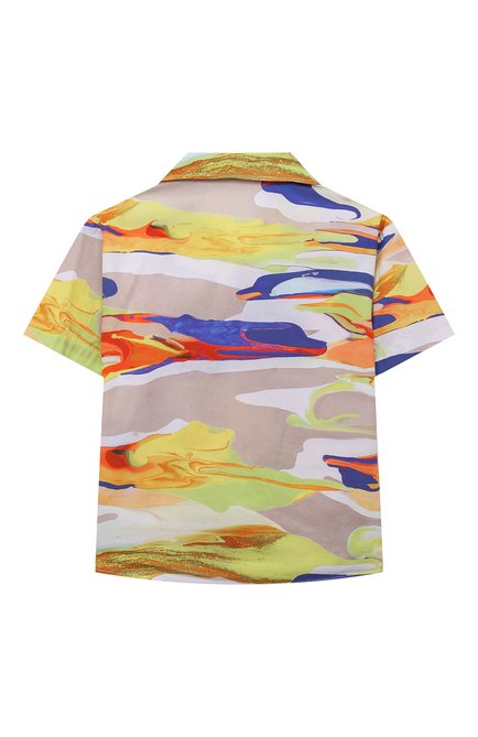 Детская хлопковая рубашка MSGM KIDS разноцветного цвета, арт. MS028906 | Фото 2 (Рукава: Короткие; Материал внешний: Хлопок; Случай: Повседневный)