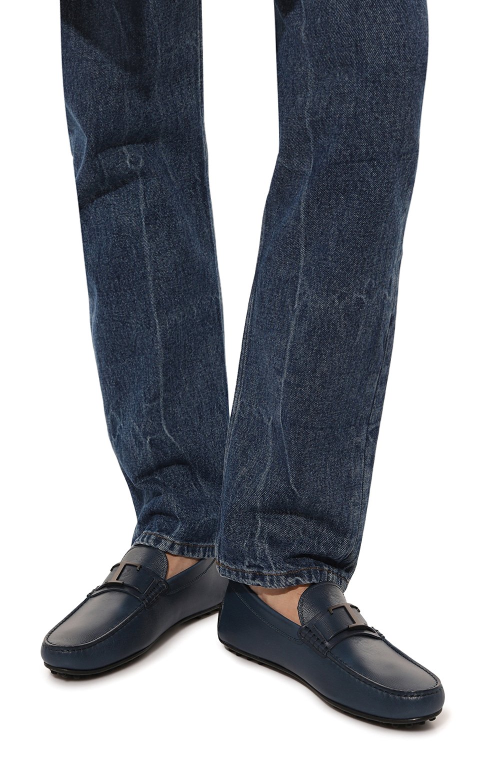 Мужские кожаные мокасины TOD’S синего цвета, арт. XXM42C0CT50RX4 | Фото 3 (Материал внутренний: Натуральная кожа; Стили: Кэжуэл)