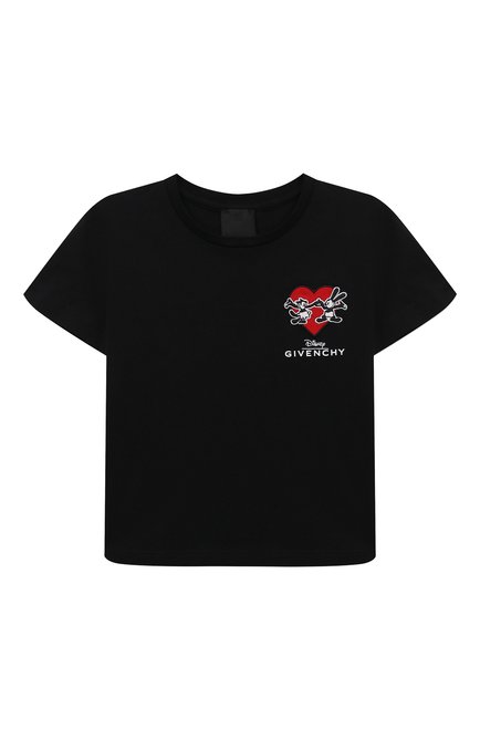 Детская хлопковая футболка GIVENCHY черного цвета,  арт. H15365/4A-5A | Фото 1 (Материал внешний: Хлопок; Драгоценные камни: Проставлено; Рукава: Короткие; Материал сплава: Проставлено)