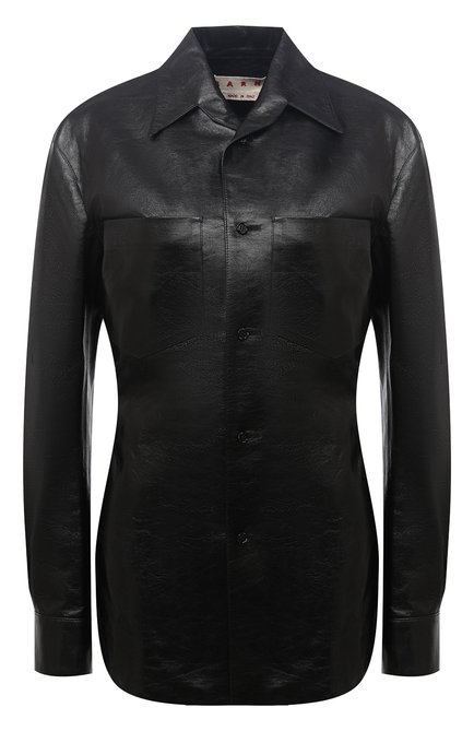 Женская кожаная рубашка MARNI черного цвета по цене 362500 руб., арт. CAMX0342A0/LA730 | Фото 1