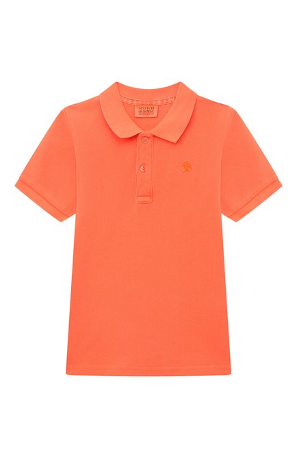 Детское хлопковое поло SCOTCH&SODA оранжевого цвета, арт. 170570-23-SSBM-D55 | Фото 1 (Рукава: Короткие; Материал внешний: Хлопок)