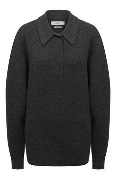 Женский пуловер-поло ISABEL MARANT ETOILE серого цвета, арт. PU1648-21A055E/LARK | Фото 1 (Материал внешний: Шерсть; Рукава: Длинные; Длина (для топов): Стандартные; Женское Кросс-КТ: Пуловер-одежда; Стили: Кэжуэл)
