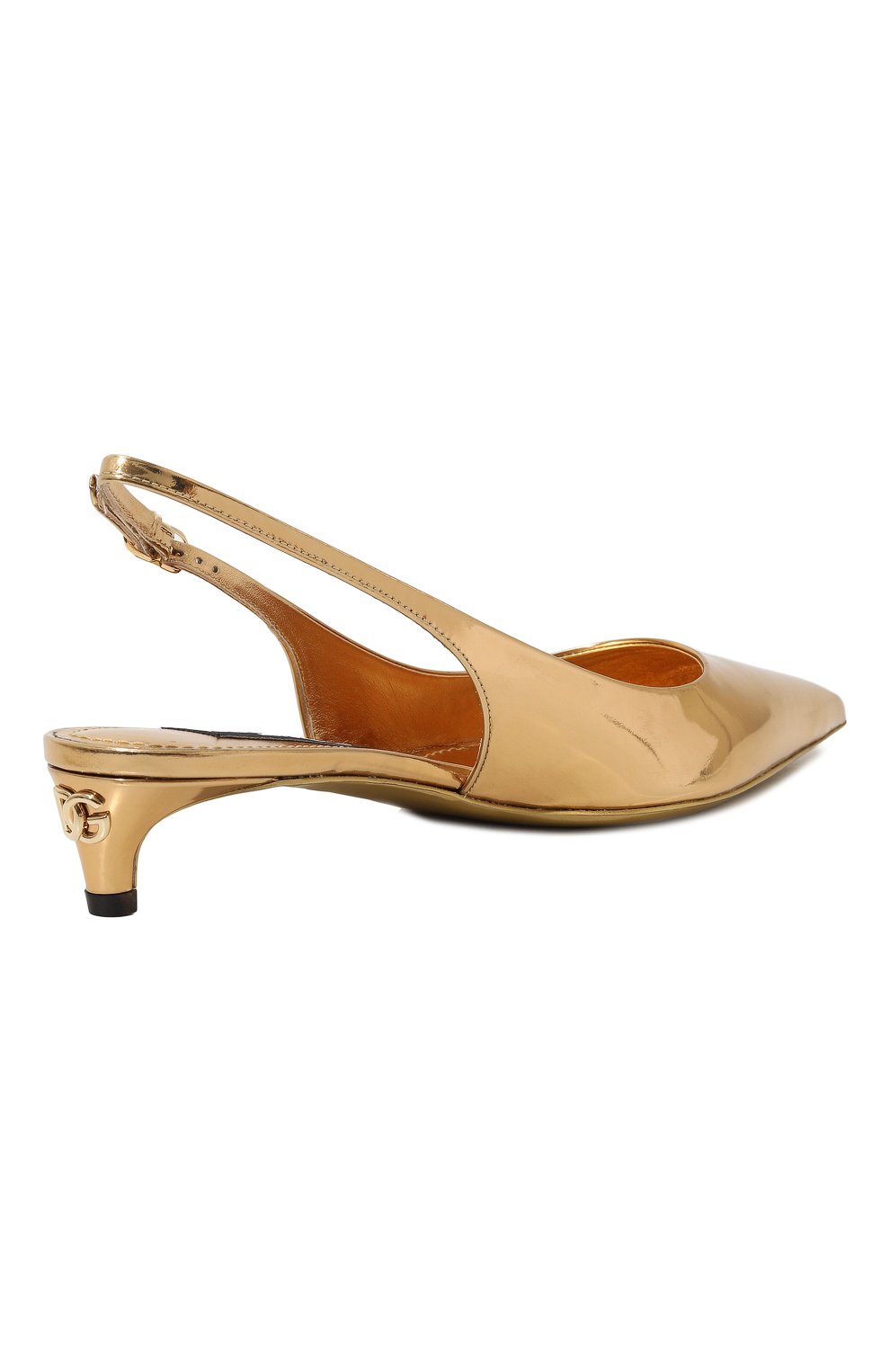 Женские кожаные туфли lollo DOLCE & GABBANA золотого цвета, арт. CG0701/AY828 | Фото 5 (Каблук высота: Низкий; Материал внутренний: Натуральная кожа; Материал сплава: Проставлено; Подошва: Плоская; Каблук тип: Kitten heel; Драгоценные камни: Проставлено)