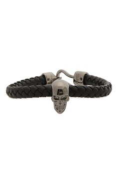 Мужской кожаный браслет ALEXANDER MCQUEEN черного цвета, арт. 554602/J16KB | Фото 1 (Материал: Кожа)