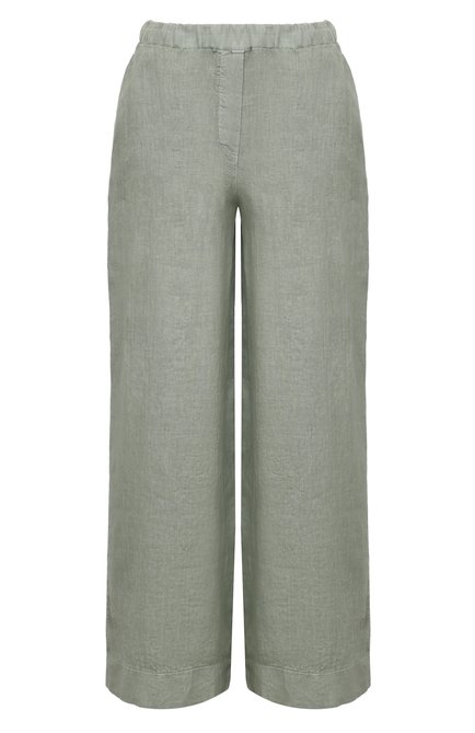Женские льняные брюки GRAN SASSO светло-зеленого цвета, арт. 76248/50002 | Фото 1 (Материал сплава: Проставлено; Драгоценные камни: Проставлено; Длина (брюки, джинсы): Стандартные; Материал внешний: Лен)