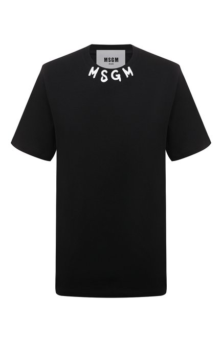 Мужская хлопковая футболка MSGM черного цвета, арт. 3640MM118/247002 | Фото 1 (Рукава: Короткие; Длина (для топов): Стандартные; Материал внешний: Хлопок; Драгоценные камни: Проставлено; Материал сплава: Проставлено)