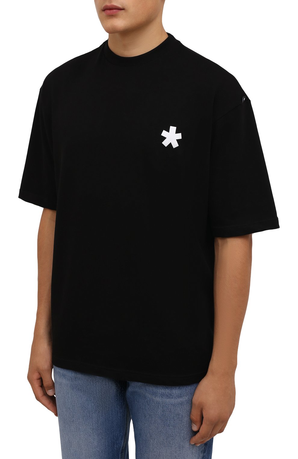 Мужская хлопковая футболка COMME DES FUCKDOWN черного цвета, арт. CDFU1242 | Фото 3 (Длина (для топов): Стандартные; Принт: С принтом; Материал внешний: Хлопок; Стили: Спорт-шик; Рукава: 3/4)