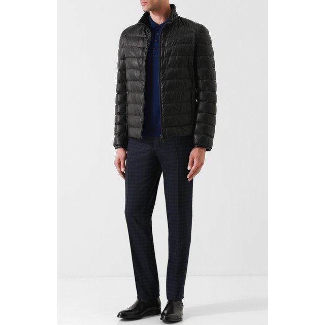 фото Кожаный пуховик на молнии с воротником-стойкой brioni