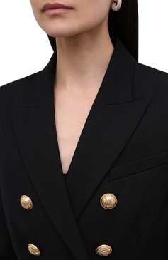 Женский шерстяной жакет BALMAIN черного цвета, арт. XF1SG000/WB05 | Фото 5 (Материал внешний: Шерсть; Рукава: Длинные; Длина (для топов): Стандартные; Стили: Классический; Случай: Формальный; Материал подклада: Вискоза; 1-2-бортные: Двубортные; Женское Кросс-КТ: Жакет-одежда)