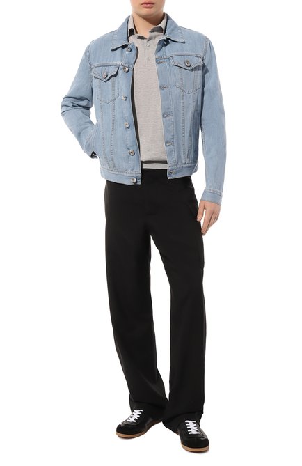 Мужская джинсовая куртка BRUNELLO CUCINELLI голубого цвета, арт. M0Z37B2313 | Фото 2 (Рукава: Длинные; Длина (верхняя одежда): Короткие; Драгоценные камни: Проставлено; Материал внешний: Хлопок; Материал сплава: Проставлено)