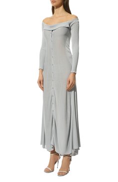 Женское платье из вискозы JACQUEMUS голубого цвета, арт. 221KN057-2021 | Фото 3 (Рукава: Длинные; Случай: Повседневный; Кросс-КТ: Трикотаж; Длина Ж (юбки, платья, шорты): Миди; Материал внешний: Вискоза; Стили: Романтичный; Женское Кросс-КТ: Платье-одежда)