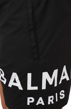 Мужские плавки-шорты BALMAIN черного цвета, арт. BWB64017 | Фото 5 (Материал внешний: Синтетический материал; Принт: С принтом; Мужское Кросс-КТ: плавки-шорты)