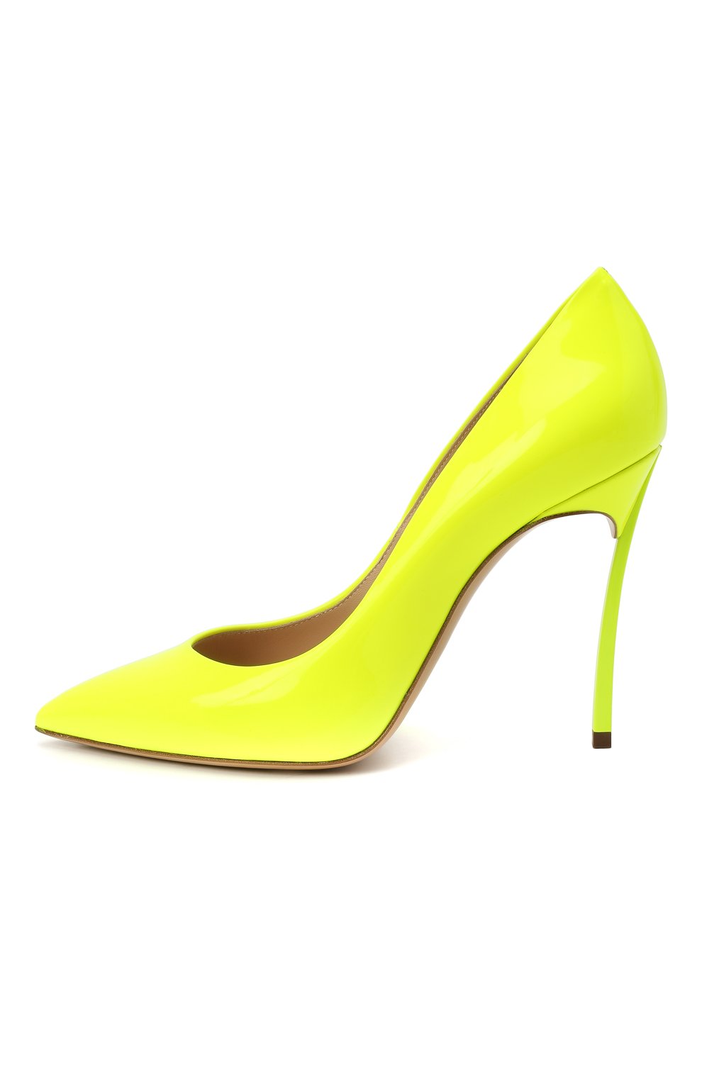 Женские кожаные туфли blade 100 CASADEI желтого цвета, арт. 1F161D100TFLU001303 | Фото 3 (Каблук высота: Высокий; Материал внутренний: Натуральная кожа; Каблук тип: Шпилька; Подошва: Плоская)