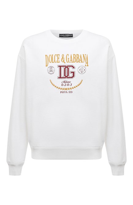 Мужской хлопковый свитшот DOLCE & GABBANA белого цвета по цене 93650 руб., арт. G9AHST/G7J6A | Фото 1