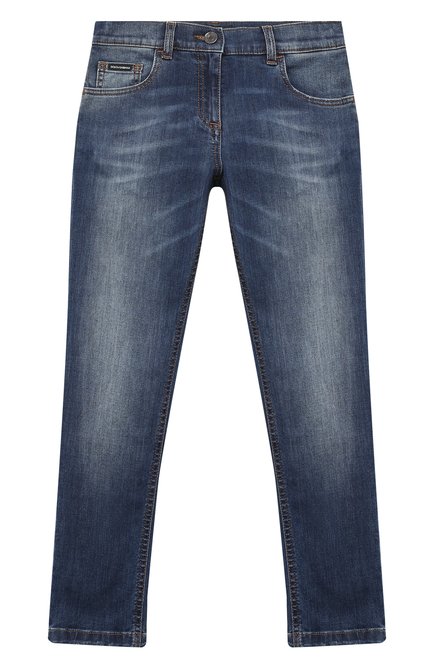 Детские джинсы DOLCE & GABBANA темно-синего цвета, арт. L51F53/LD719/2-6 | Фото 1 (Материал внешний: Хлопок; Кросс-КТ: джинсы; Региональные ограничения белый список (Axapta Mercury): RU; Детали: Потертости; Ростовка одежда: 2 года | 92 см, 3 года | 98 см, 4 года | 104 см, 5 лет | 110 см, 6 лет | 116 см)