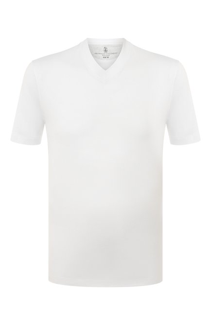 Мужская хлопковая футболка  BRUNELLO CUCINELLI белого цвета по цене 38550 руб., арт. M0T611344 | Фото 1