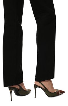 Женские текстильные туфли cardinale DOLCE & GABBANA хаки цвета, арт. CG0593/AY843 | Фото 3 (Материал внешний: Текстиль; Каблук высота: Высокий; Материал внутренний: Натуральная кожа; Каблук тип: Шпилька)