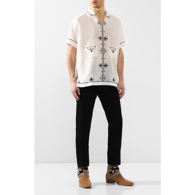 фото Рубашка из смеси хлопка и шелка saint laurent