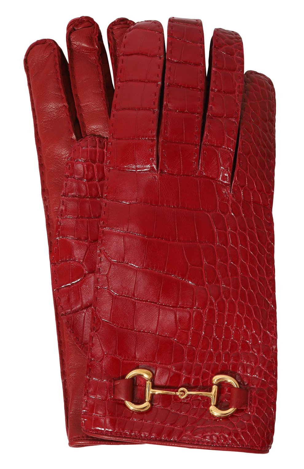 Женски�е перчатки из кожи аллигатора GUCCI красного цвета, арт. 678923 3SAA7 | Фото 1 (Материал: Натуральная кожа, Экзотическая кожа; Материал сплава: Проставлено; Нос: Не проставлено)