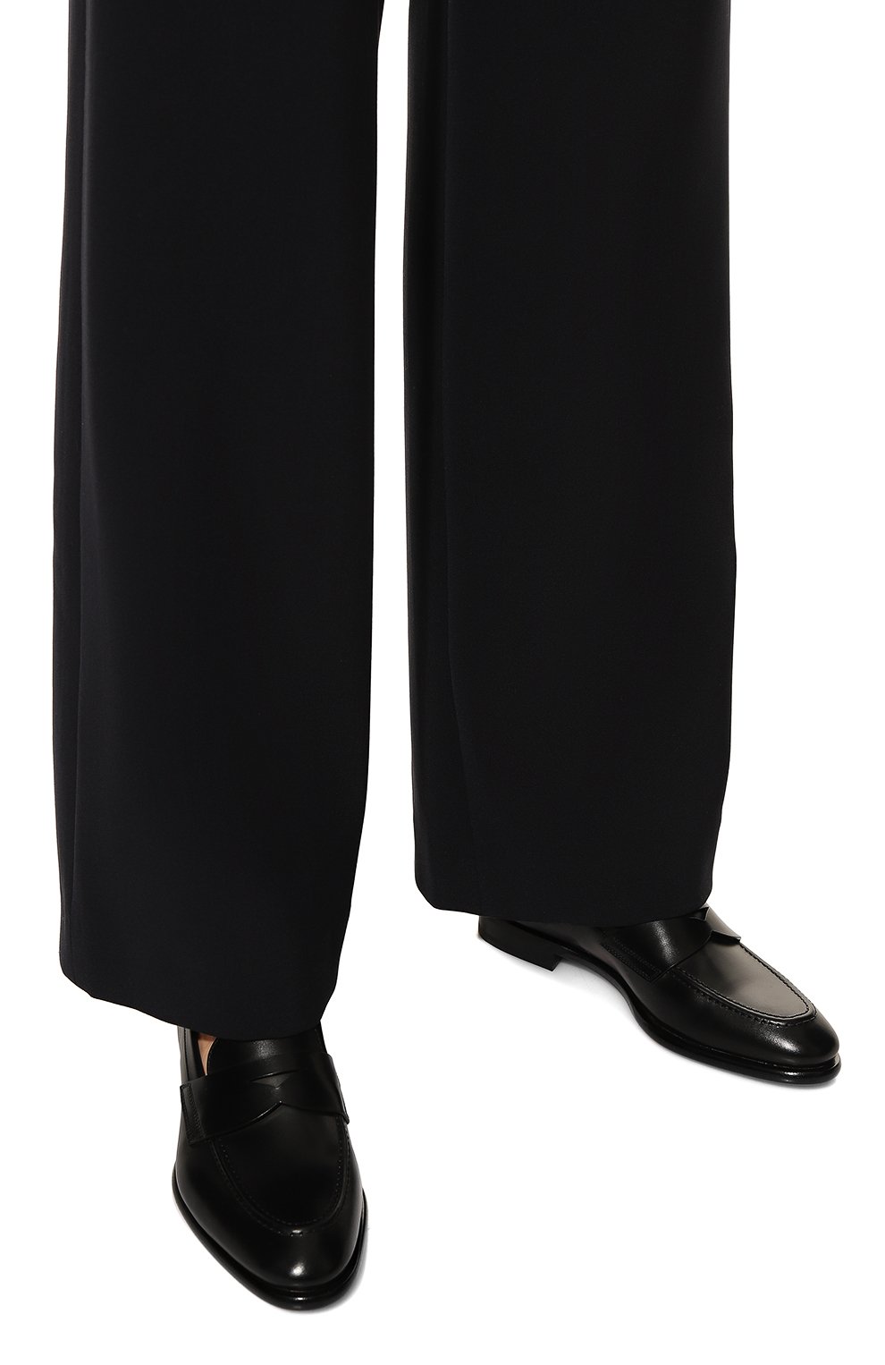 Женские кожаные пенни-лоферы SANTONI черного цвета, арт. WUYG70239BA1BIVLN01 | Фото 3 (Материал внешний: Кожа; Материал внутренний: Натуральная кожа; Материал утеплителя: Без утеплителя)